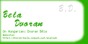 bela dvoran business card